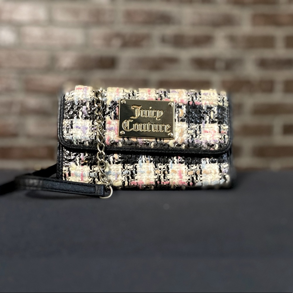 100% AUTHENTIC GENUINE Juicy Couture Coated Tweed Crossbody Bag